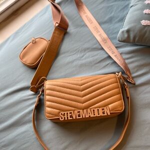 Steve Madden Tan Quilted Crossbody Bag
